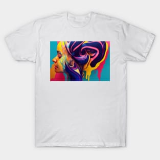 Painted Insanity Dripping Madness 3 - Abstract Surreal Expressionism Digital Art - Bright Colorful Portrait Painting - Dripping Wet Paint & Liquid Colors T-Shirt